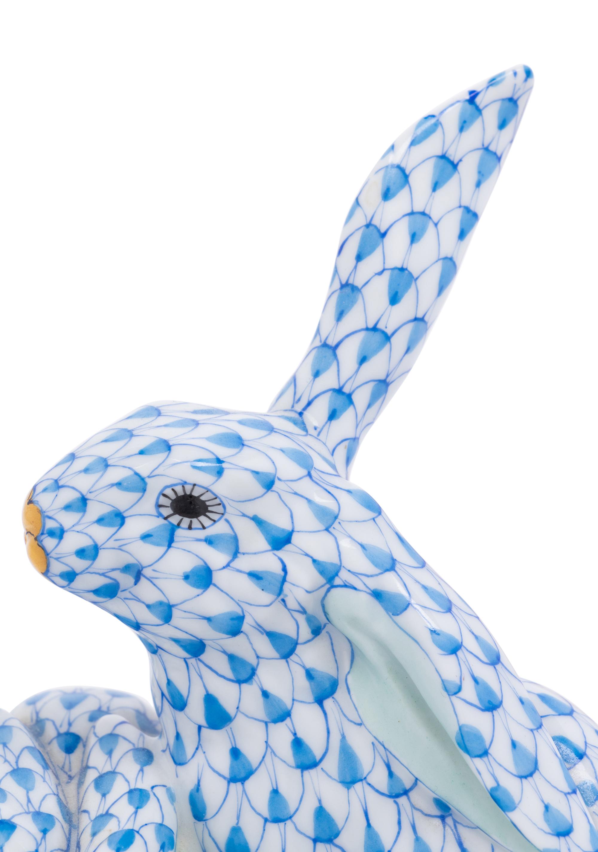 A Pair of Herend Porcelain Rabbit Figurines