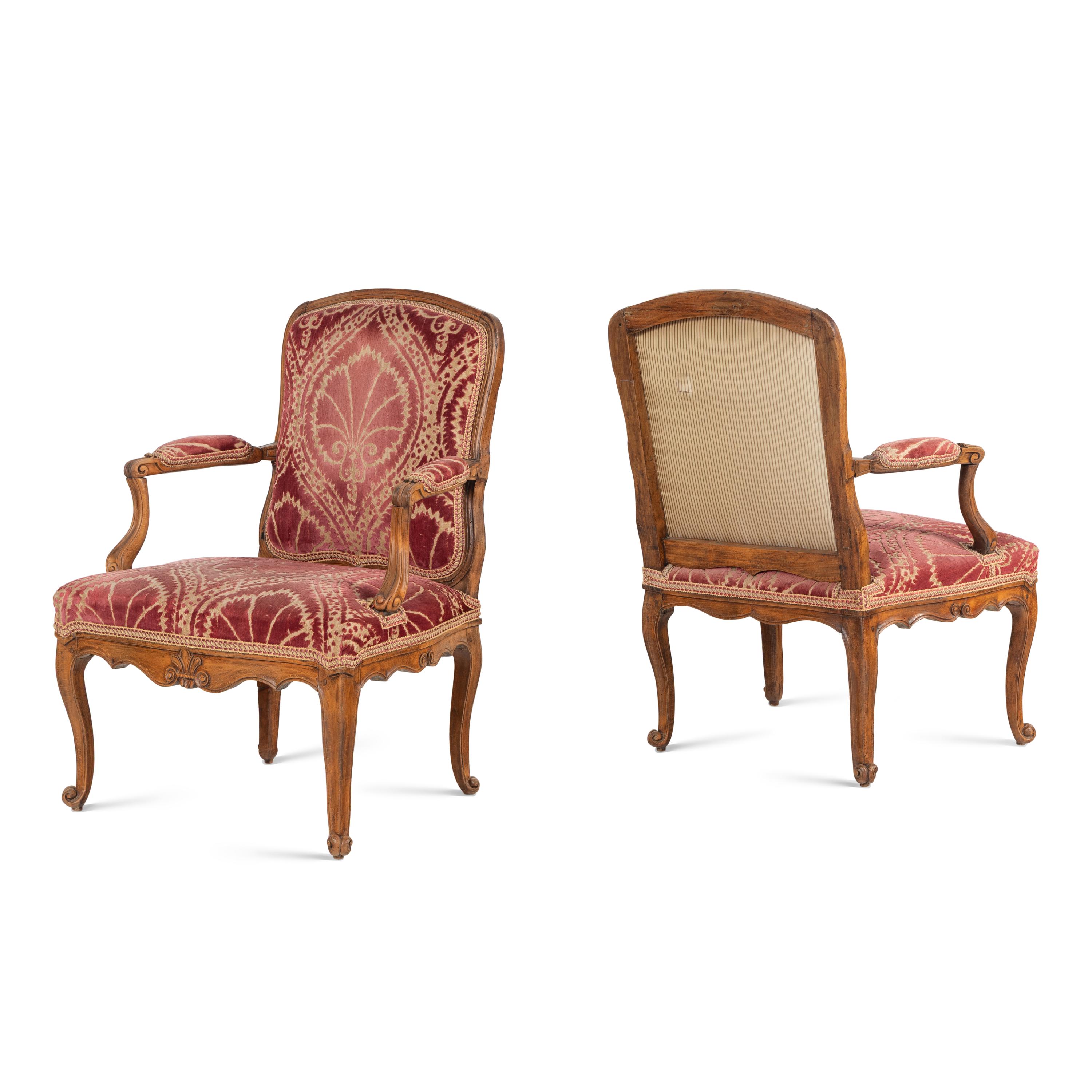 A Set of Three Louis XV Beechwood Fauteuils