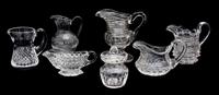 A Group of Seven Cut Glass Table Articles Height of tallest 6 inches. — 19TH/20TH CENTURY