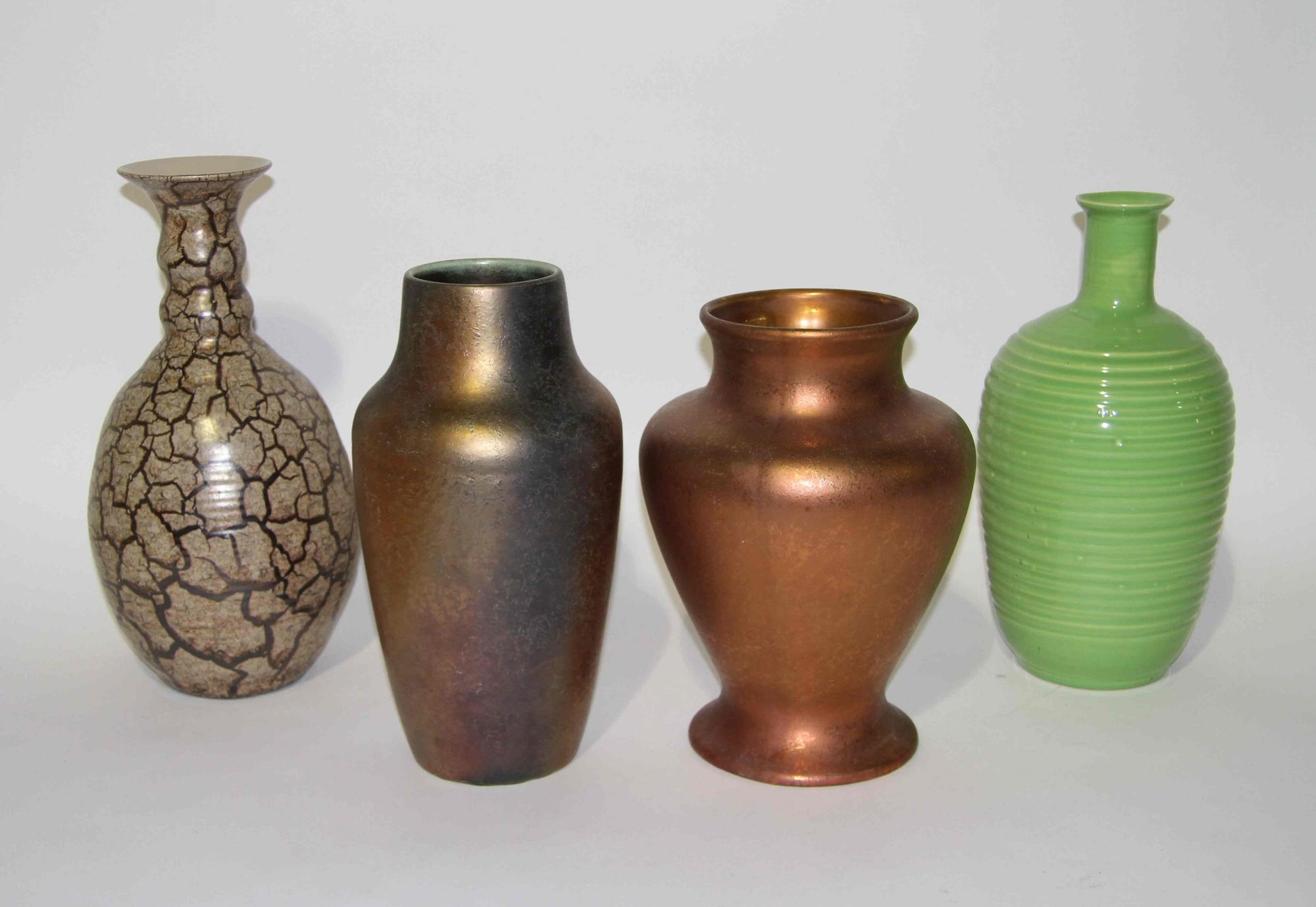 A Group of Four Haeger Pottery Vases Height of tallest 17 inches.