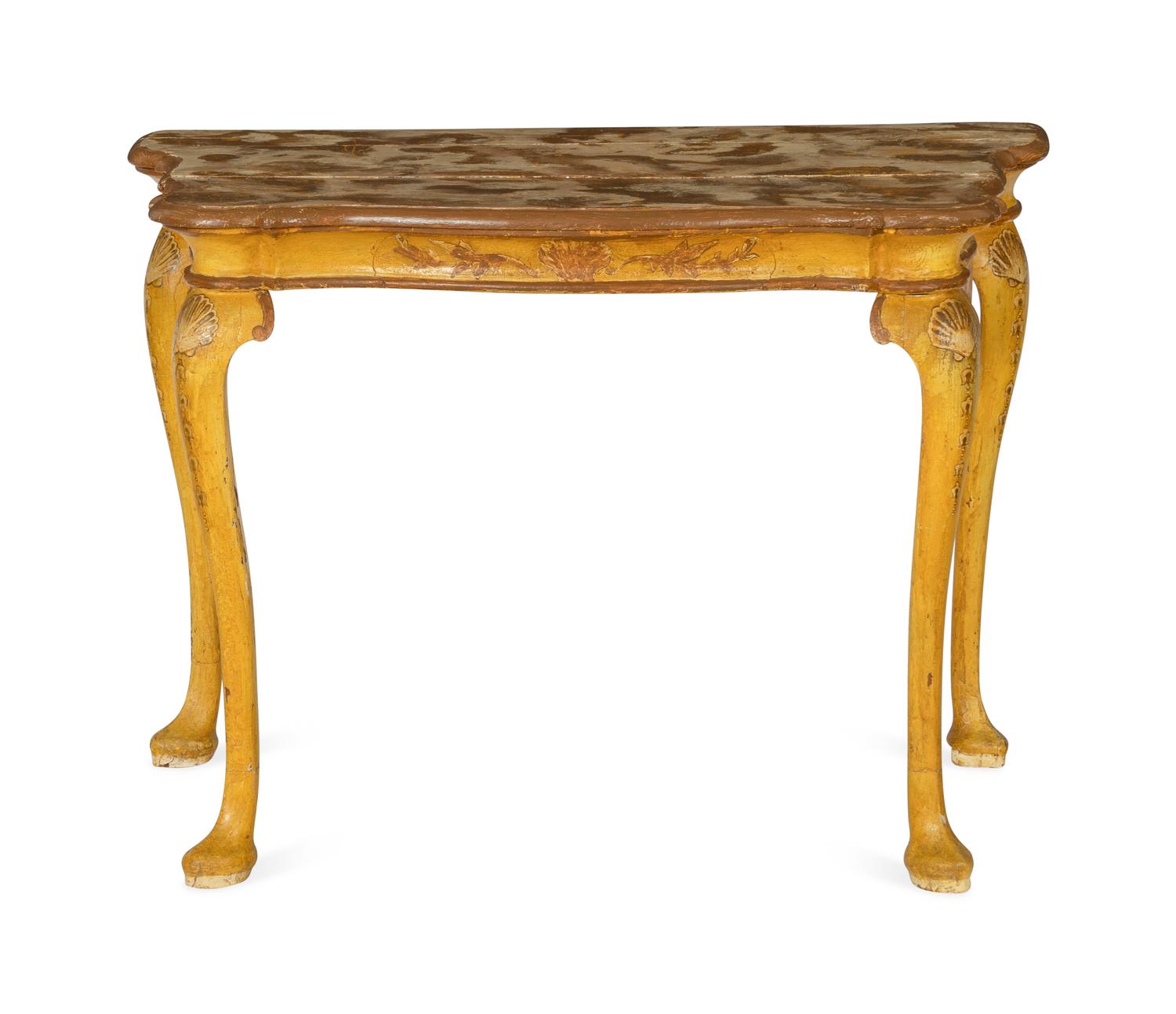 A South Italian Yellow-Painted Console Table
