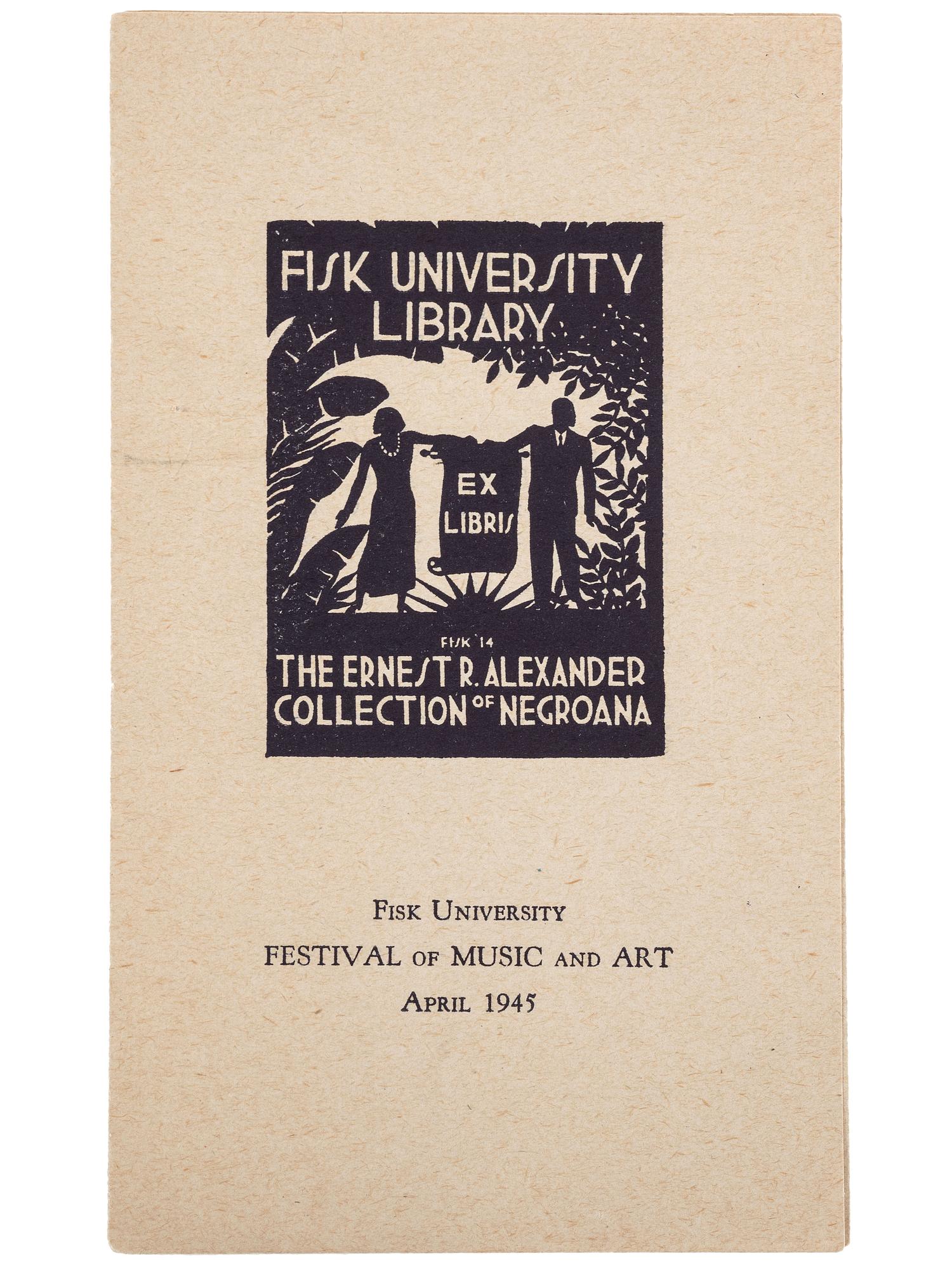 [FINE ART] -- [DOUGLAS, Aaron (1899-1979)]. Fisk University Library: The Ernest R. Alexander Collection of Negroana . April 1945.