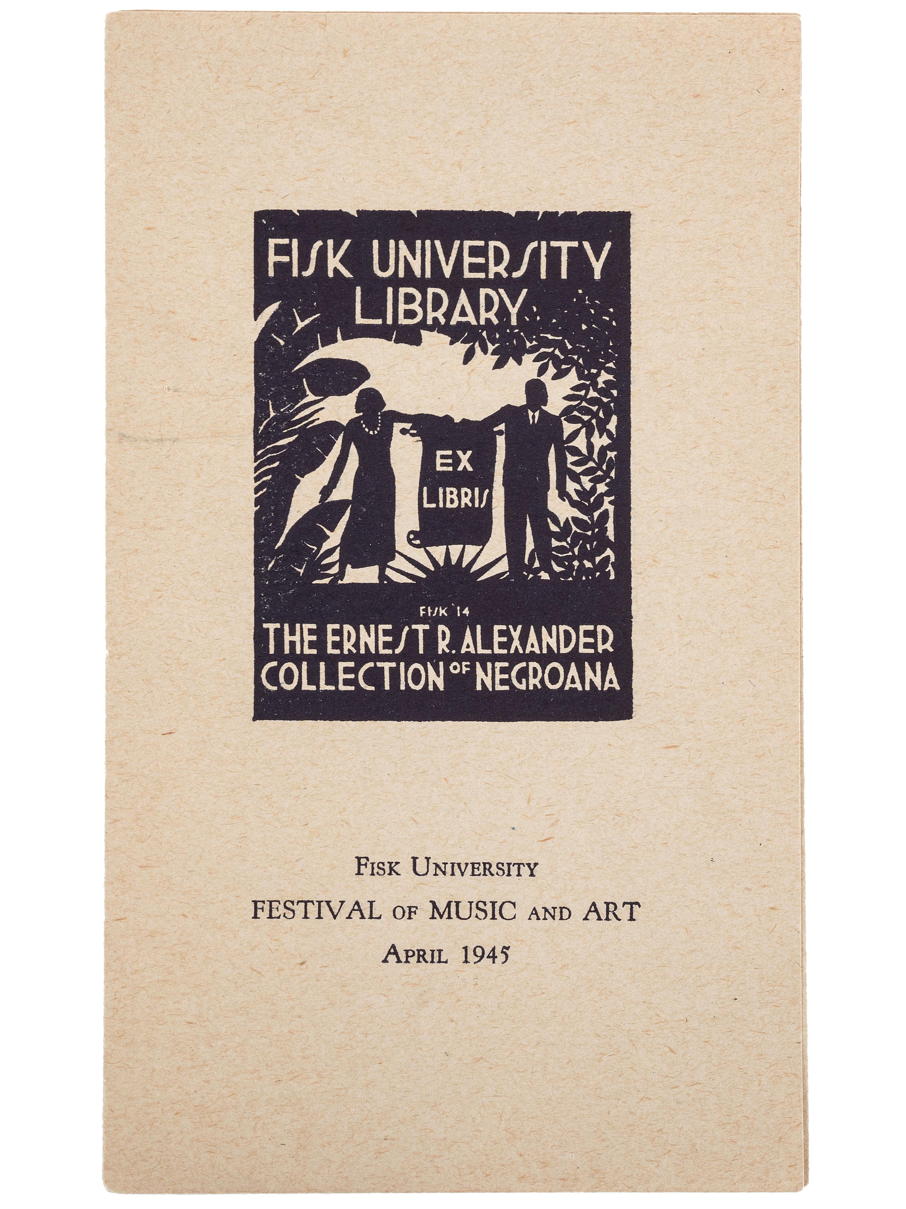 [FINE ART] -- [DOUGLAS, Aaron (1899-1979)]. Fisk University Library: The Ernest R. Alexander Collection of Negroana . April 1945.