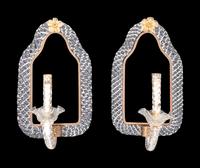 A Pair of Venetian Glass Girandole Mirrors