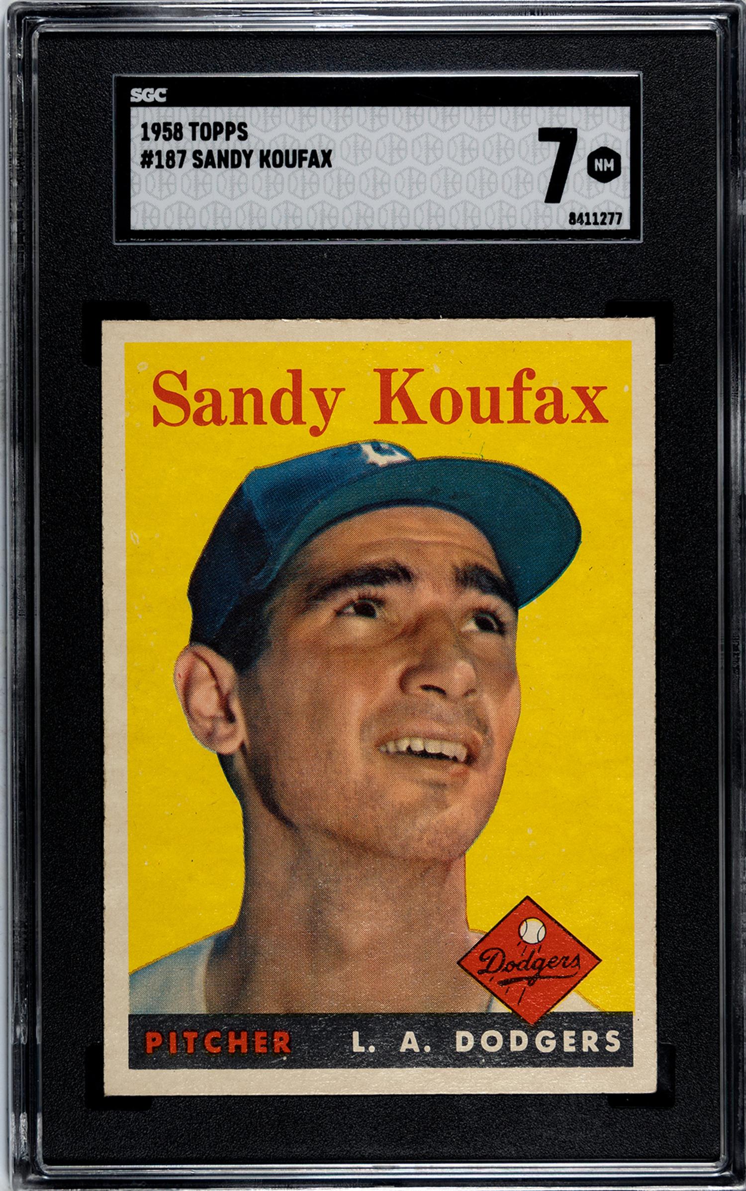 A 1958 Topps Sandy Koufax Baseball Card No. 187 (SGC 7 NRMT)