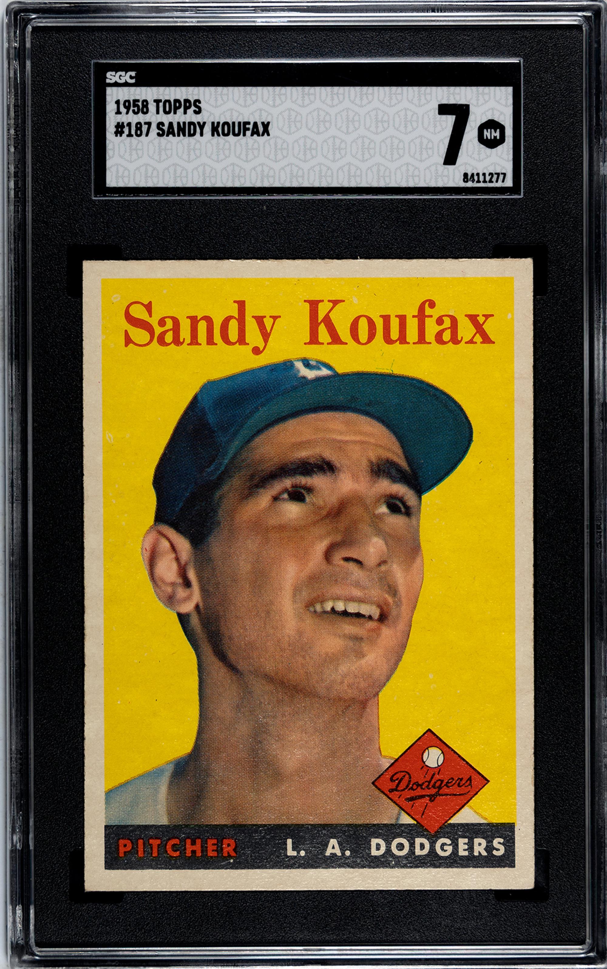 A 1958 Topps Sandy Koufax Baseball Card No. 187 (SGC 7 NRMT)