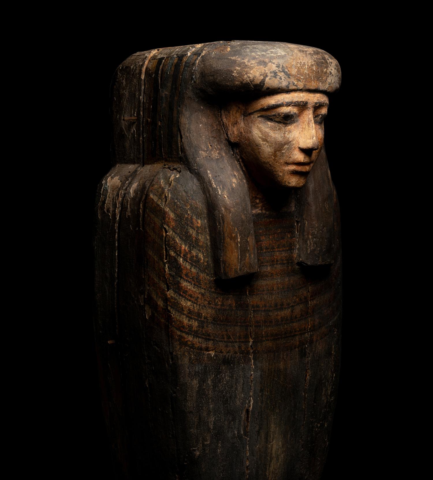An Egyptian Painted Wood Anthropoid Coffin