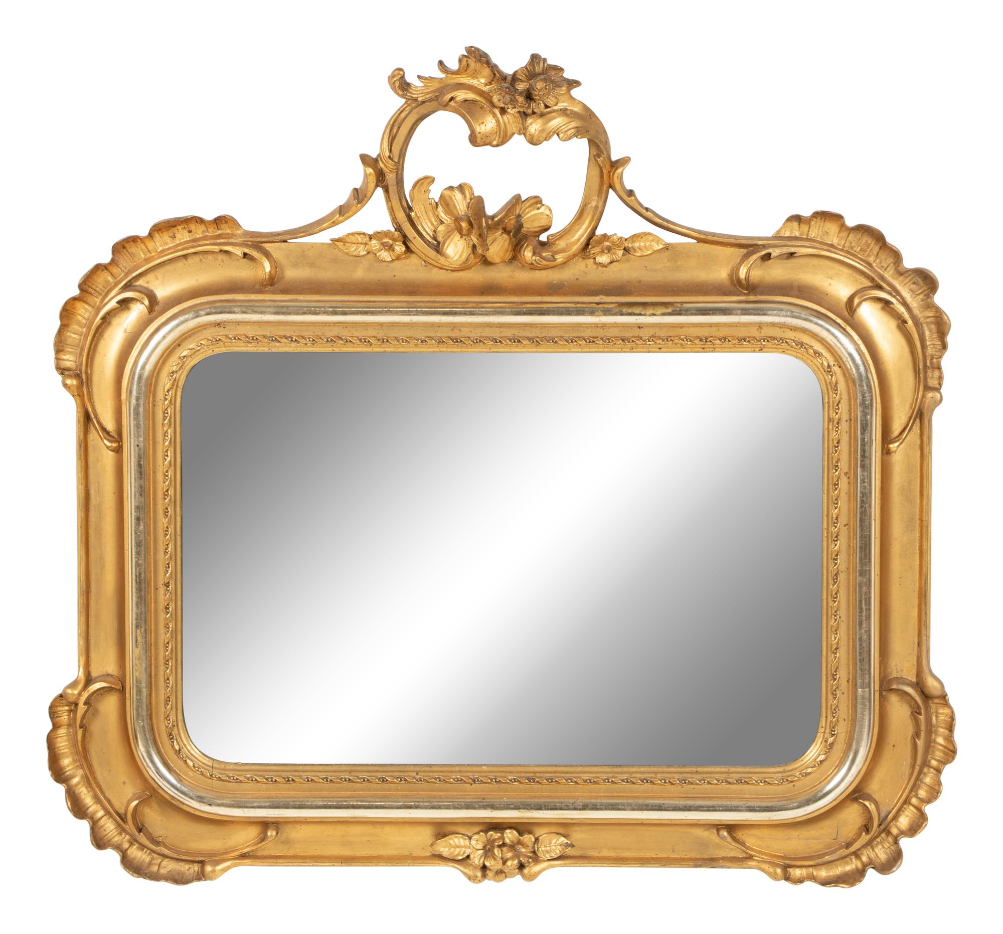 An Italian Part-Silvered Giltwood Mirror