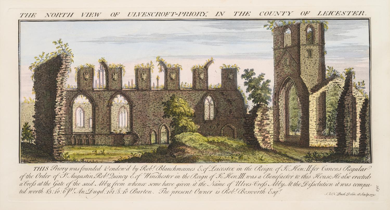 A Set of Eight English Architectural Engravings with Hand-Coloring