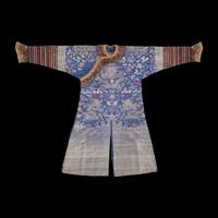 A Chinese Blue Gauze Formal Dragon Robe, Jifu, Late 19th-Mid 20th Century 晚清-民國 藍納紗吉服龍袍