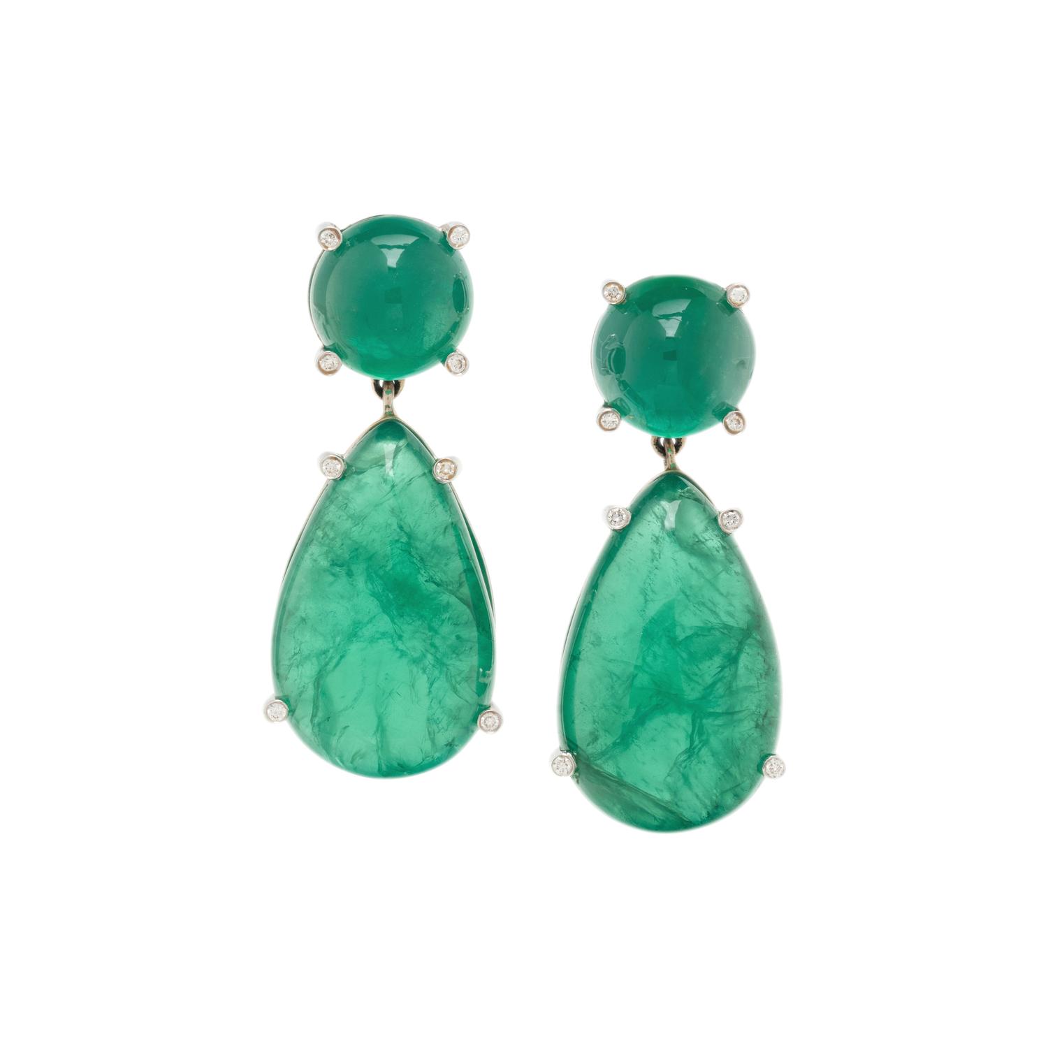 GOSHWARA, EMERALD AND DIAMOND 'G-ONE' CLIP EARRINGS