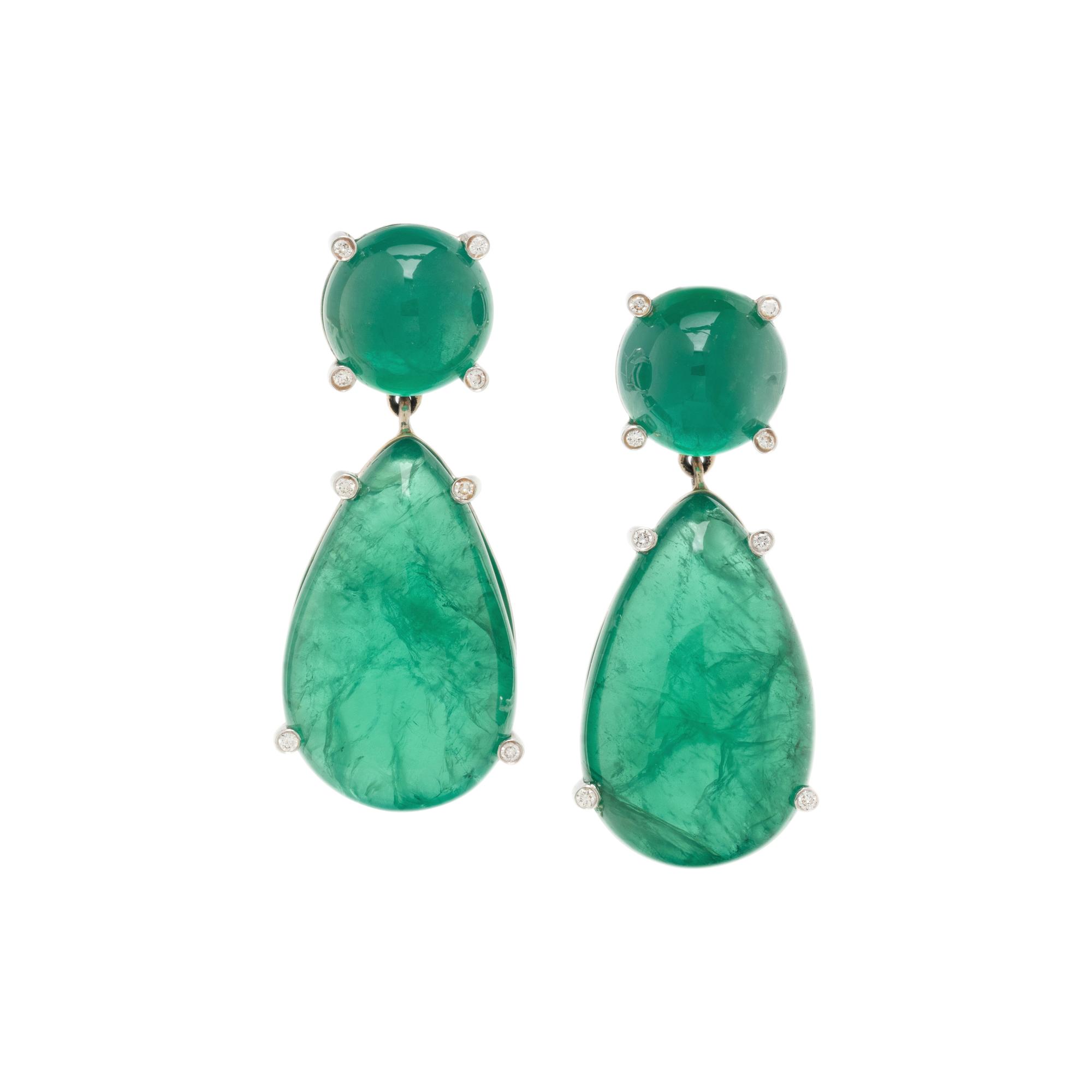 GOSHWARA, EMERALD AND DIAMOND 'G-ONE' CLIP EARRINGS
