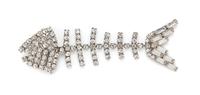 A Rhinestone Fish Skeleton Brooch, 4" x 1.25".