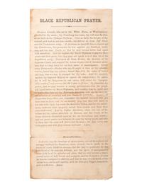 [SLAVERY & ABOLITION]. Black Republican Prayer. [New York?]: N.p., ca 1863.