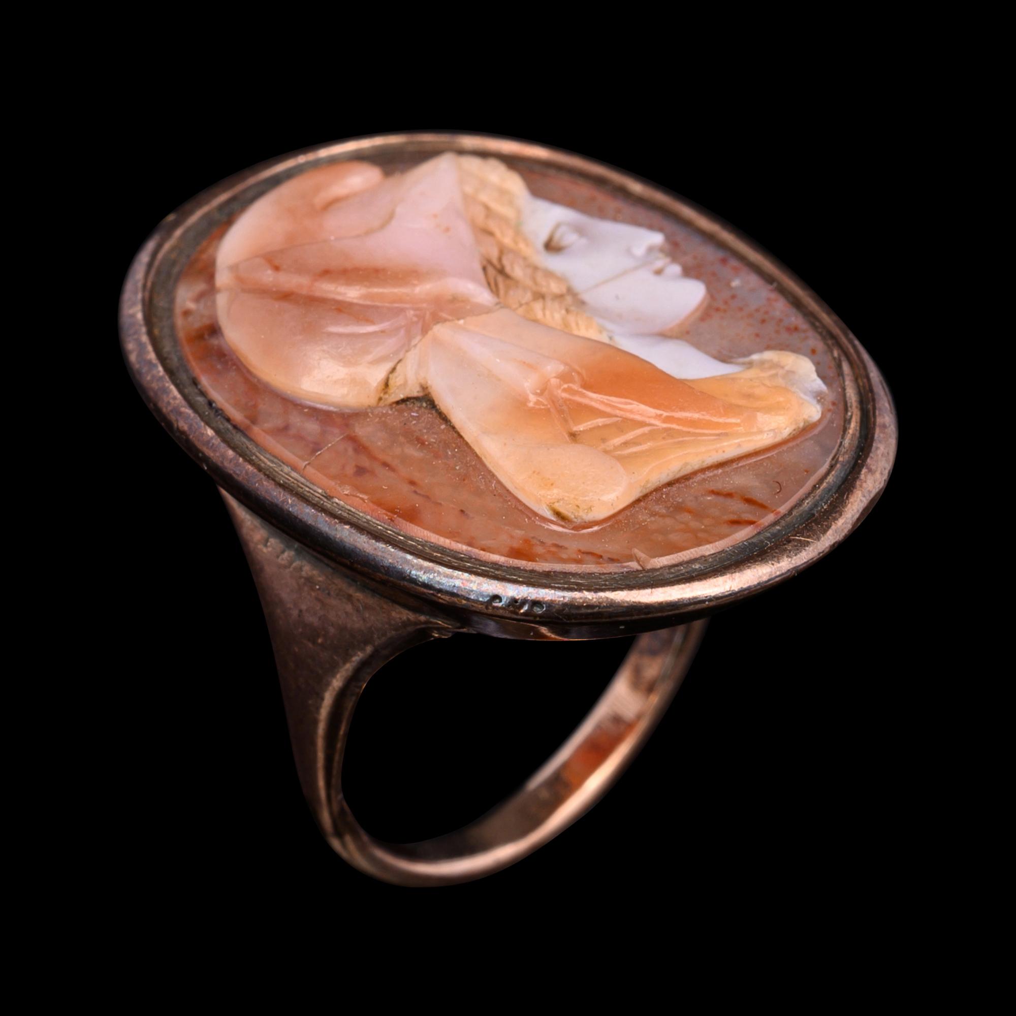 An Agate Cameo with Bronze Ring