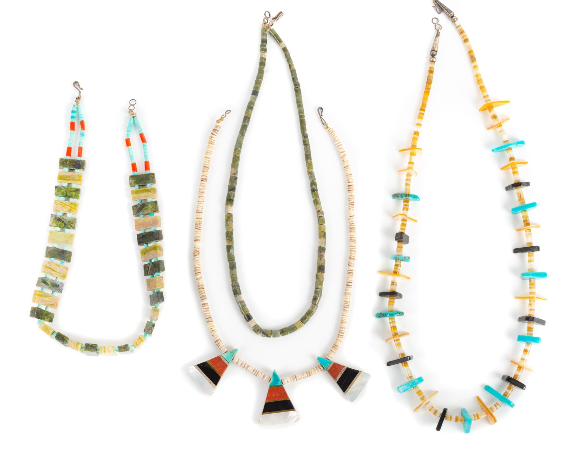 Four Southwestern Necklaces Length of largest 24 inches