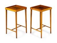 A Pair of Marquetry Jardiniere Stands