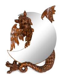 A French Japonisme Dragon "Shishi" Mirror Attributed to Gabriel Viardot (French, 1830-1906)