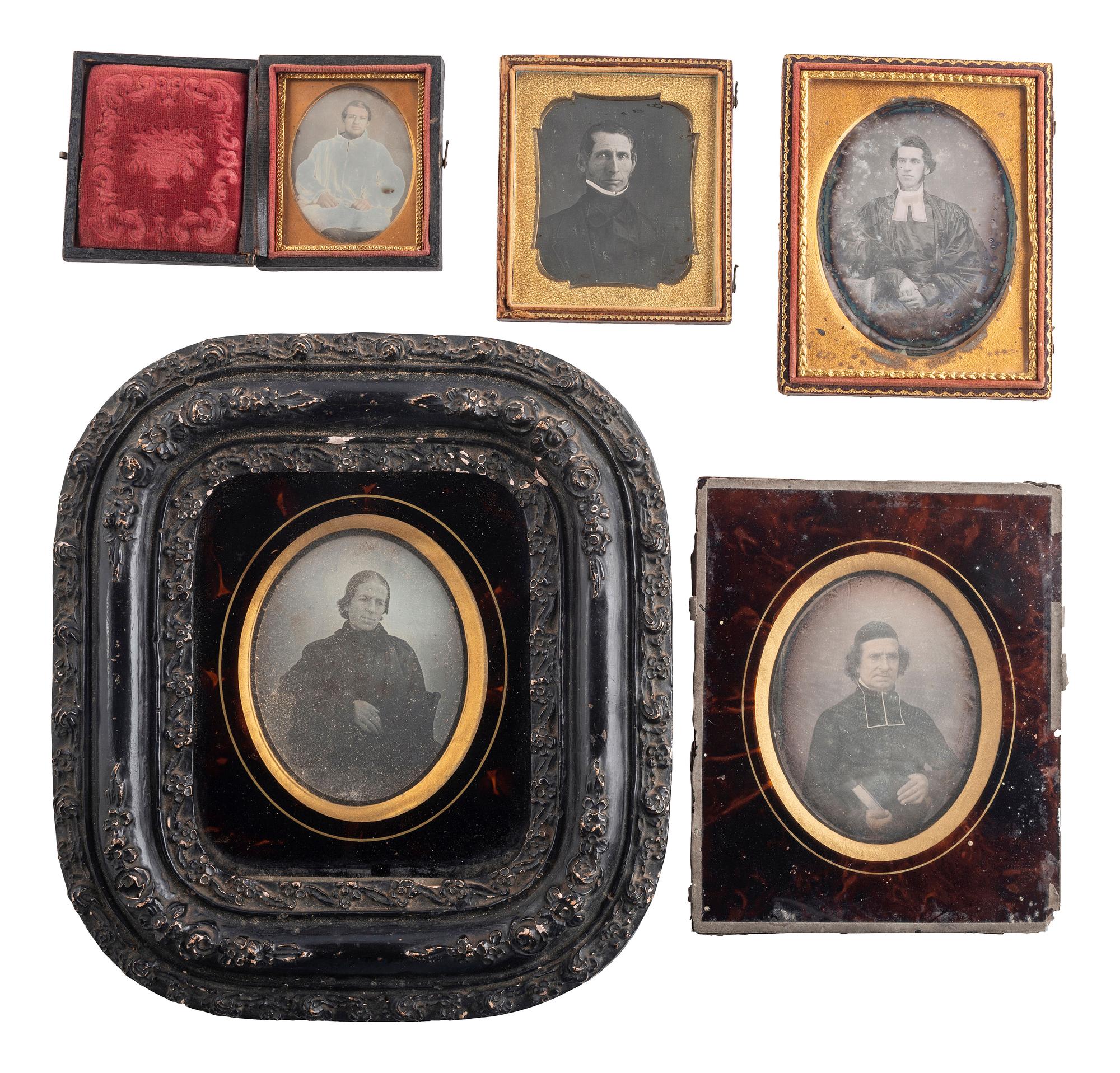 [EARLY PHOTOGRAPHY]. A group of 5 daguerreotypes of clergymen, some European, including: