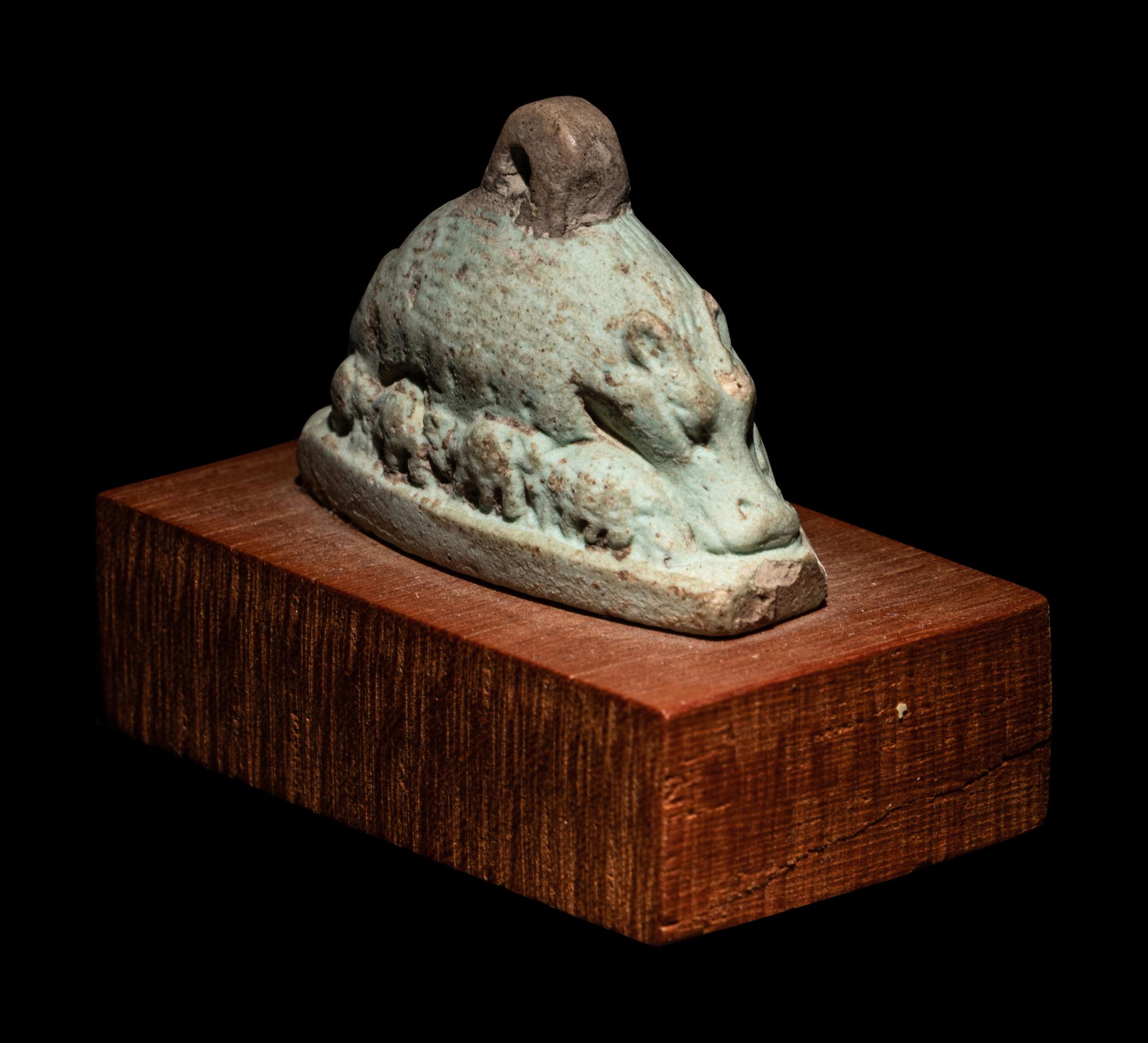 An Egyptian Faience Sow with Piglets