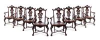 A Set of Eight Portuguese Mahogany Armchairs Height 43 1/2 inches. — LATE 19TH/EARLY 20TH CENTURY
