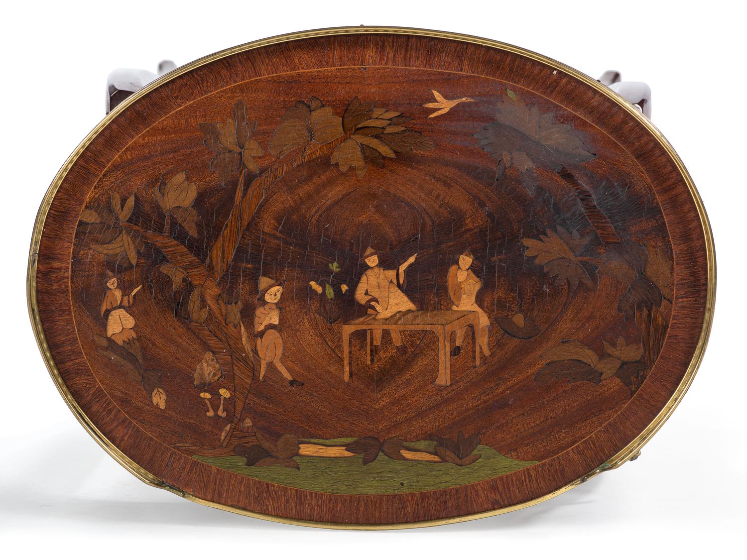 A Louis XV Style Gilt Metal Mounted Marquetry Side Table