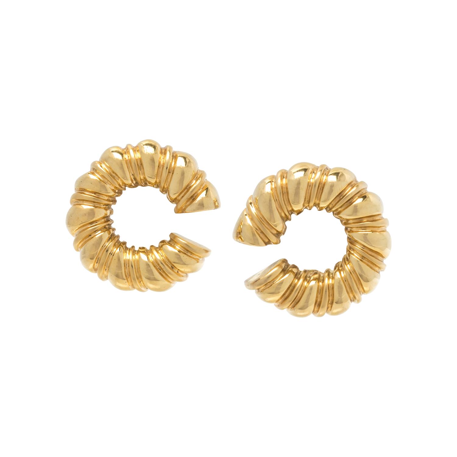 GREEK, YELLOW GOLD EARCLIPS