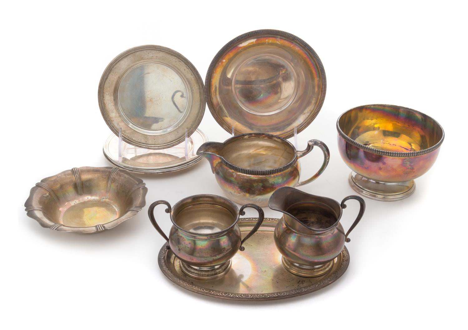 A Collection of American Silver Articles Width of first tray 8 3/4 inches. — 20TH CENTURY