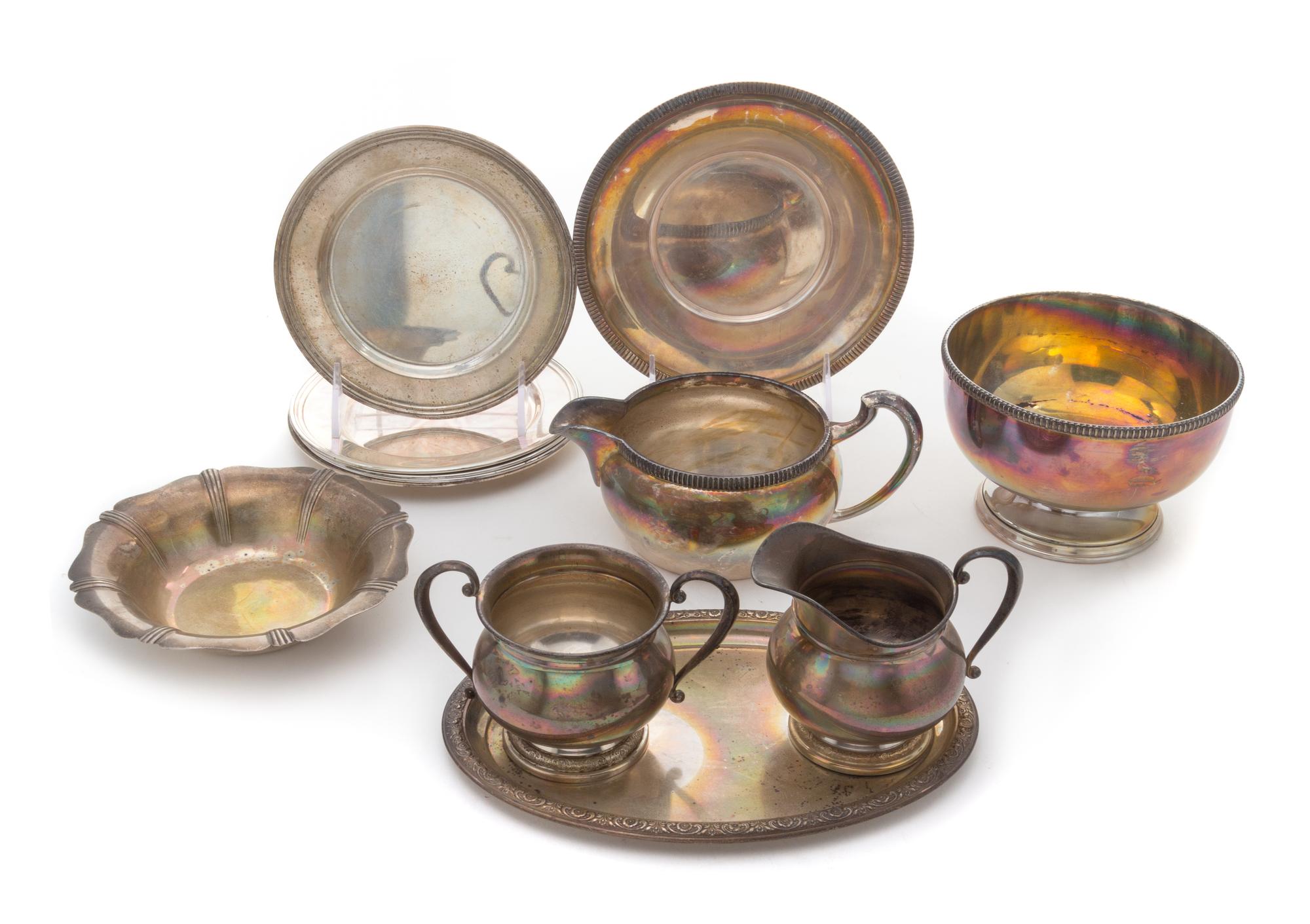 A Collection of American Silver Articles Width of first tray 8 3/4 inches. — 20TH CENTURY