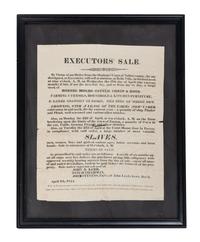 [SLAVERY & ABOLITION]. Executor's Sale...Slaves, men, women, boys and girls of various ages, house servants and farm hands. Oxford, [Talbot County, MD]: N.p., 9 April 1844.