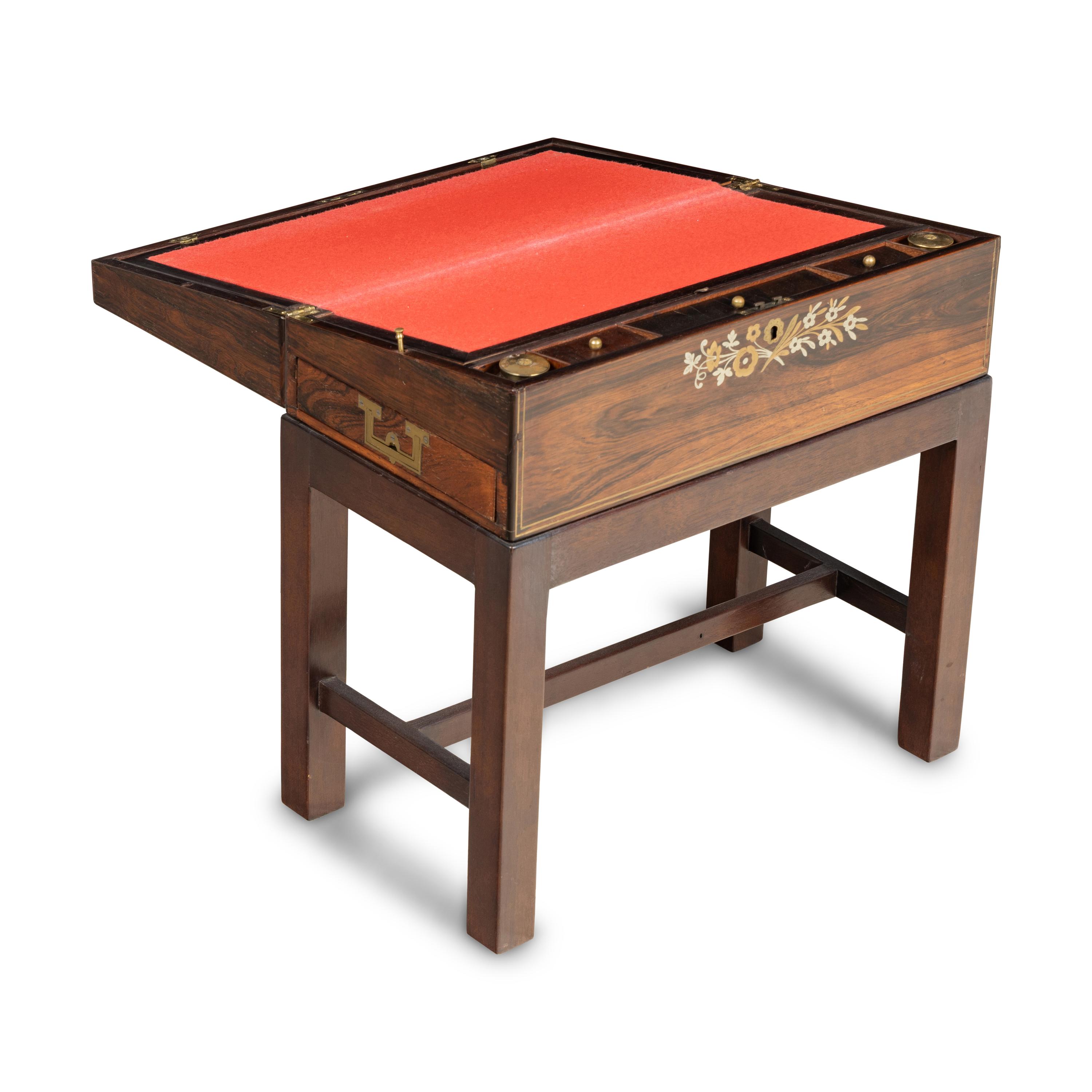 An English Brass-Inlaid Rosewood Writing Box