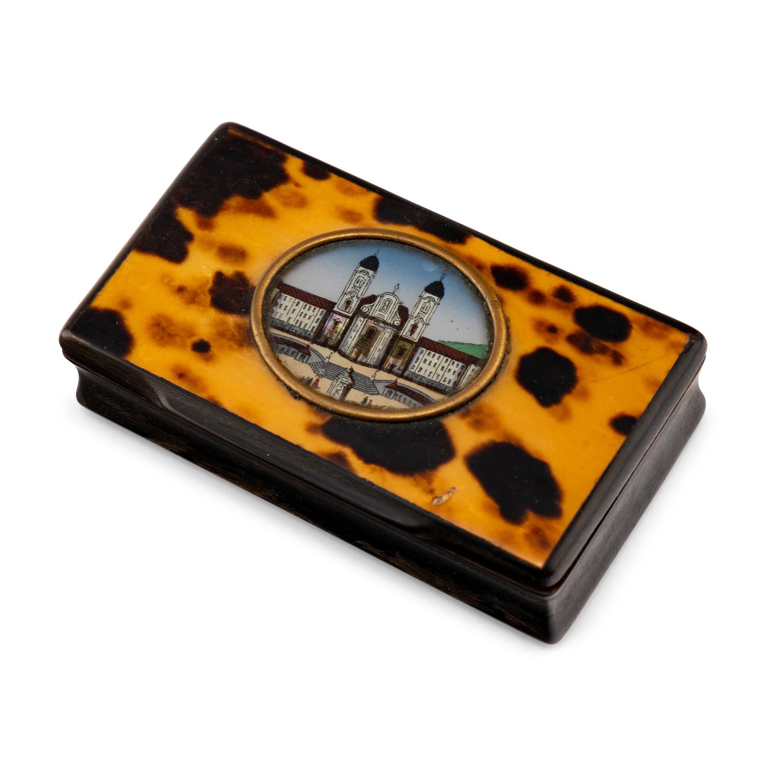 Six Tortoise Shell Veneered Inlaid Snuff Boxes