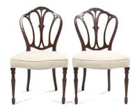 A Pair of Hepplewhite Style Mahogany Side Chairs, Height 36 inches.