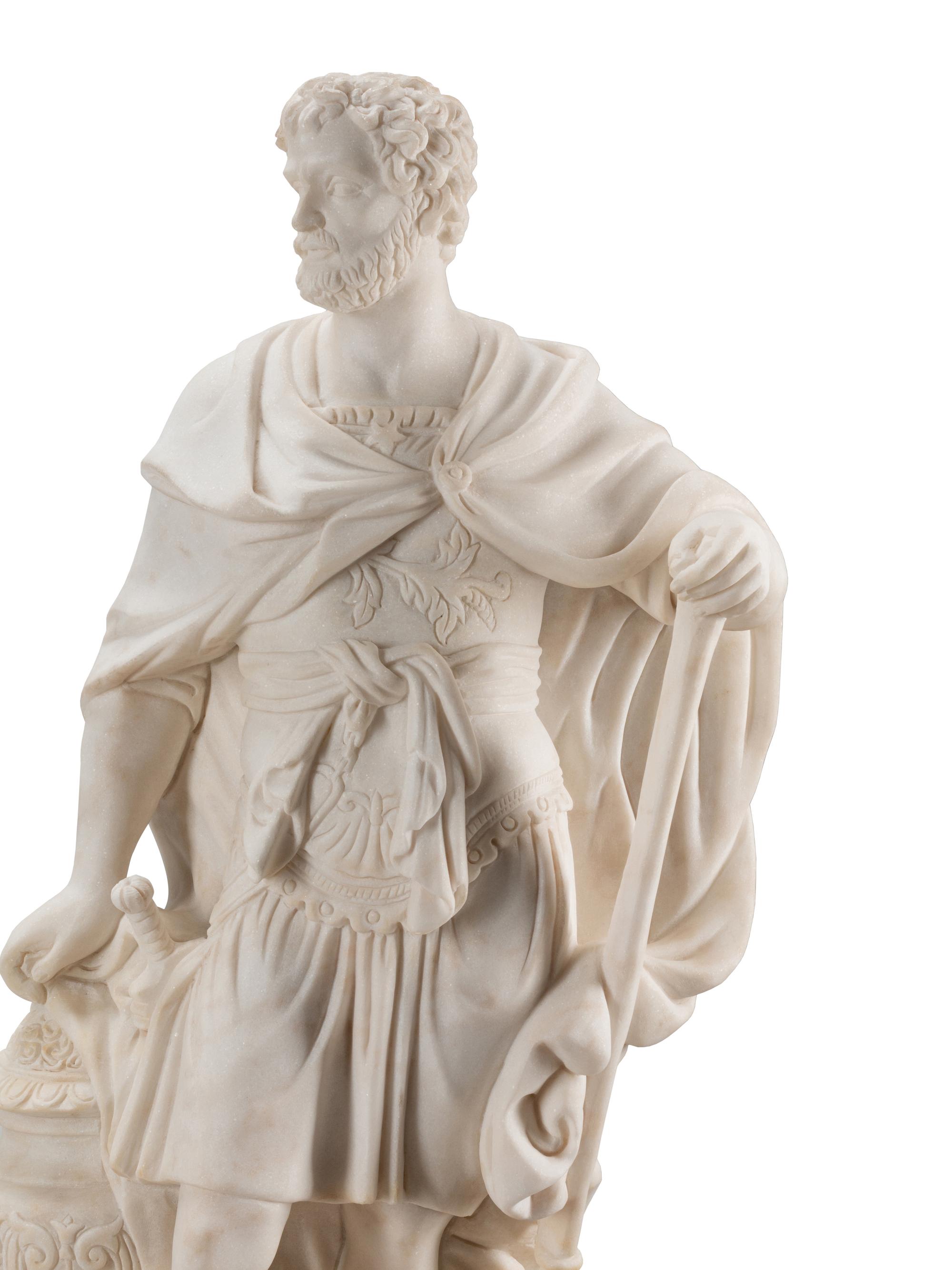 A Pair of Composition Marble Figures with Faux Marble Painted Bases
