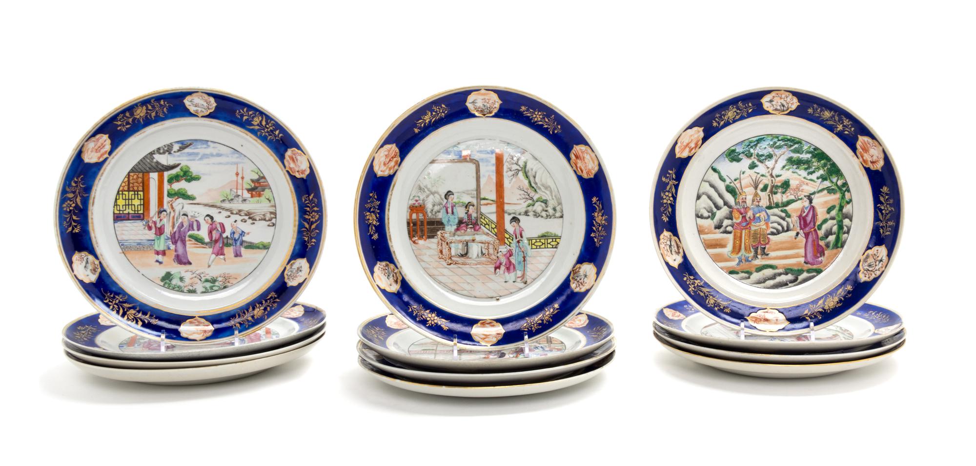 A Set of Twelve Chinese Export Famille Rose Porcelain Plates Diameter of each 9 3/4 inches. — EARLY 19TH CENTURY