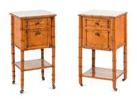A Faux Bamboo and Maple Bed and Side Tables