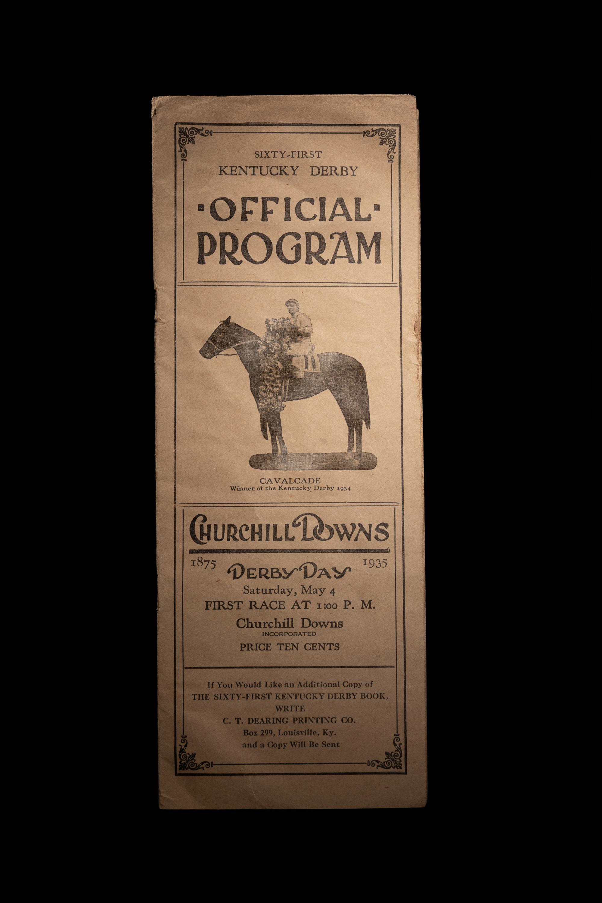 A Group of 1935 Kentucky Derby On Site Churchill Downs Items from First Triple Crown Win of Omaha (Including Program, Tickets),