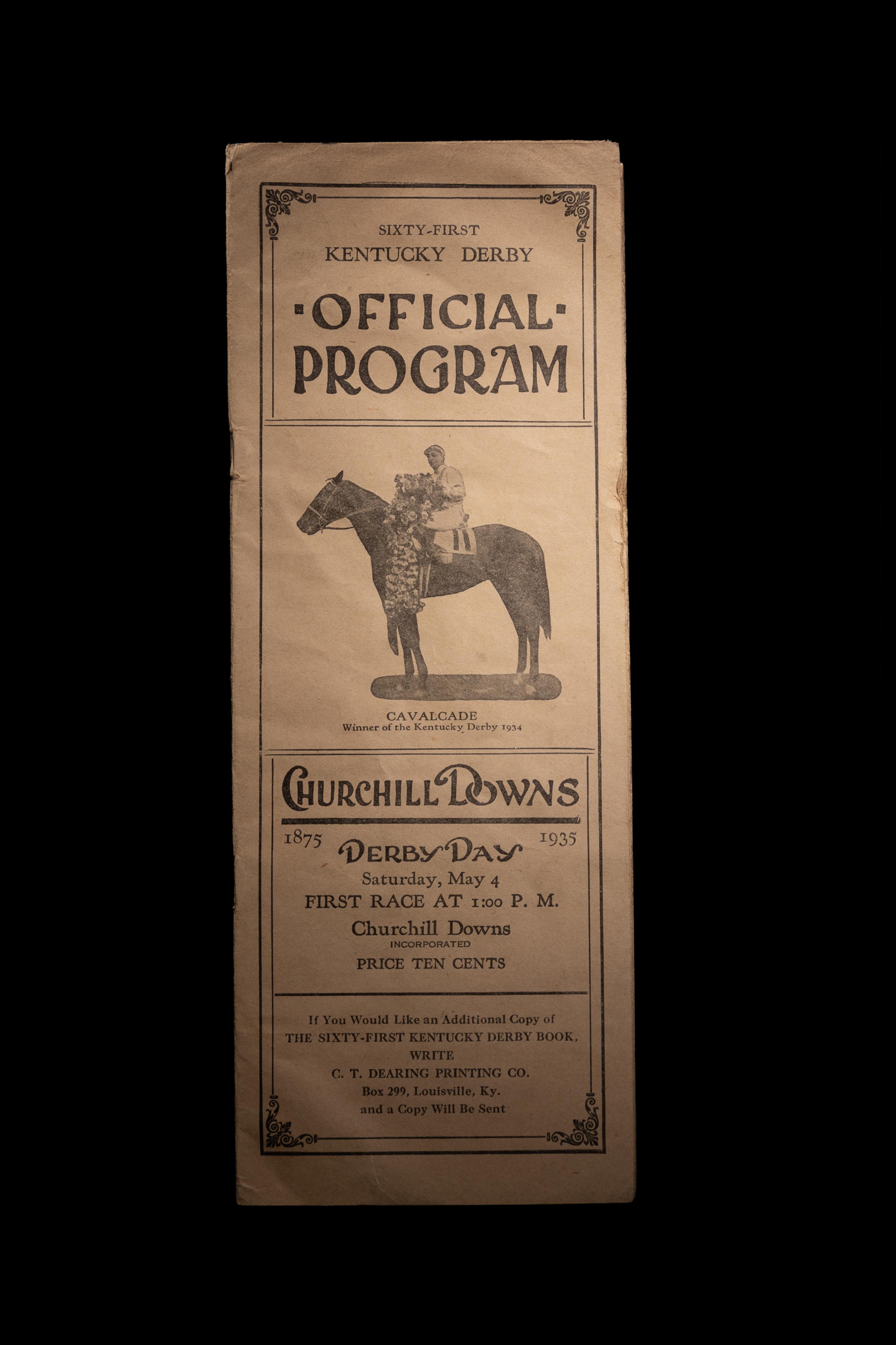 A Group of 1935 Kentucky Derby On Site Churchill Downs Items from First Triple Crown Win of Omaha (Including Program, Tickets),