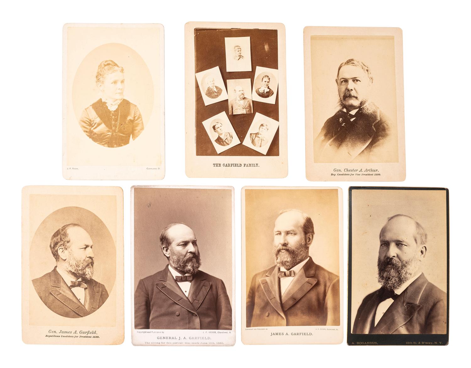 [GARFIELD, James A. (1831-1881)]. A group of cabinet cards, campaign circulars, advertising cards, and other ephemera from the 1880 presidential campaign, comprising: