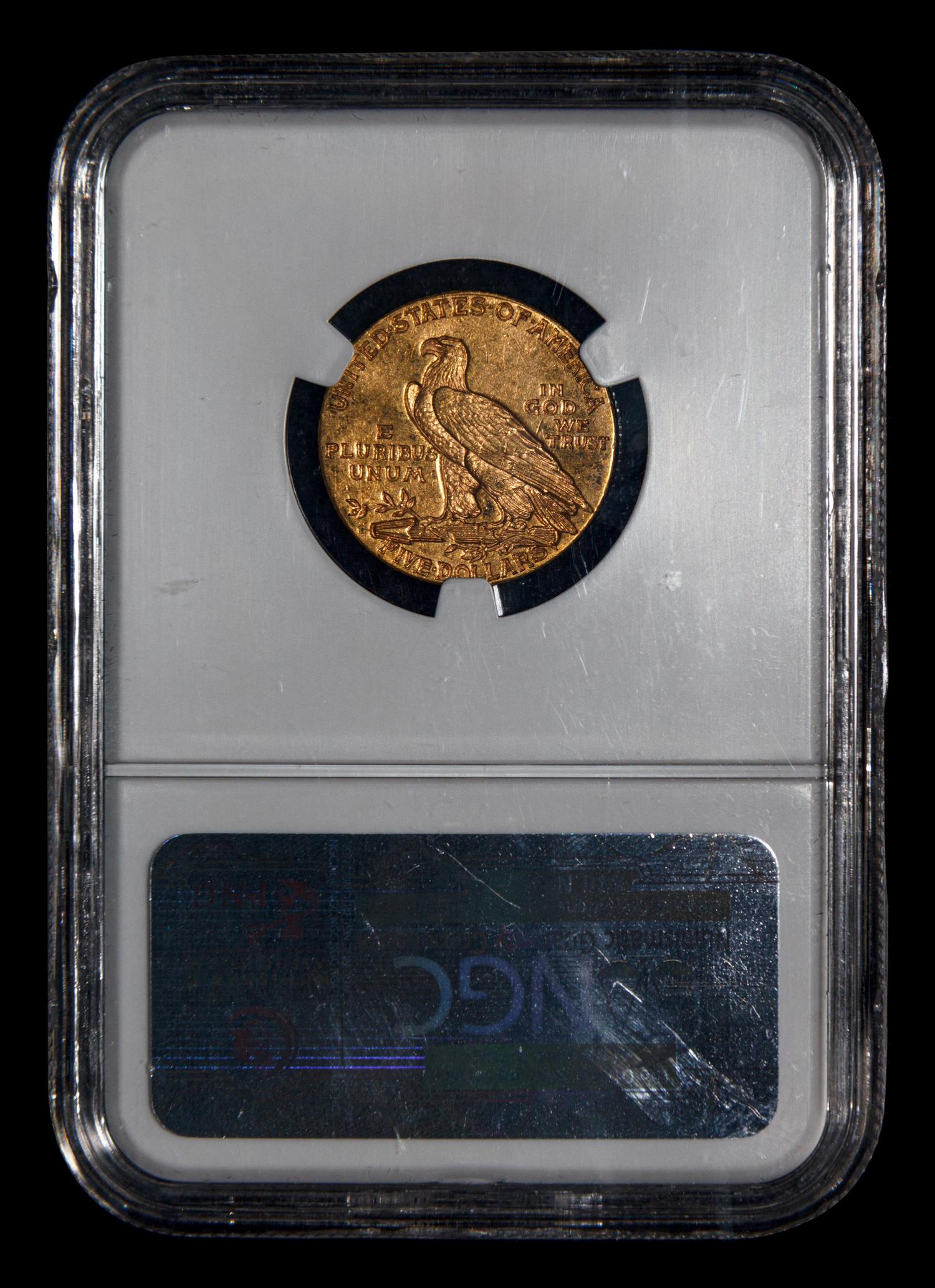 A 1909-D Indian Head $5 Gold Coin (NGC MS61)