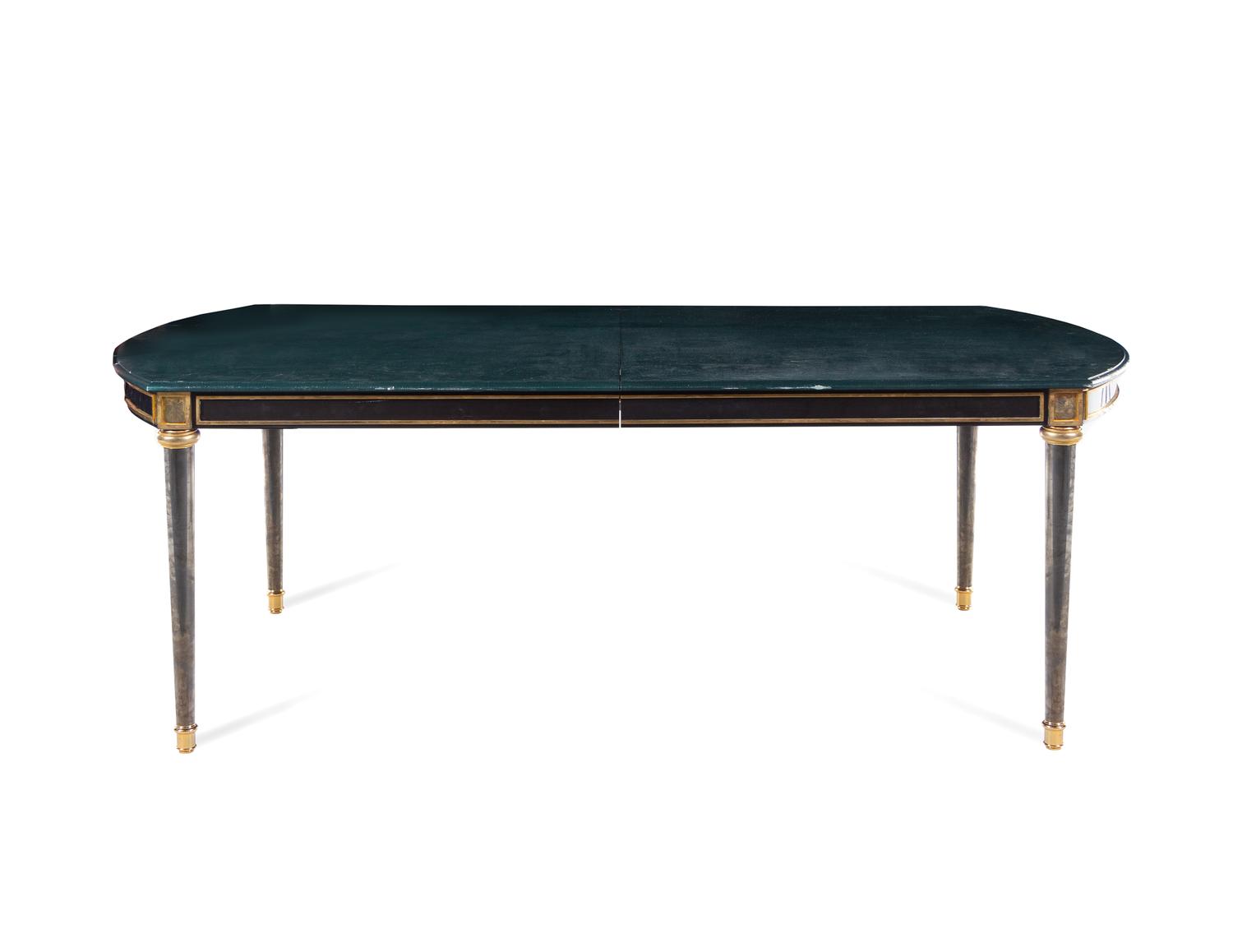 A Russian Empire Style Gilt Bronze Mounted and Green-Painted Dining Table