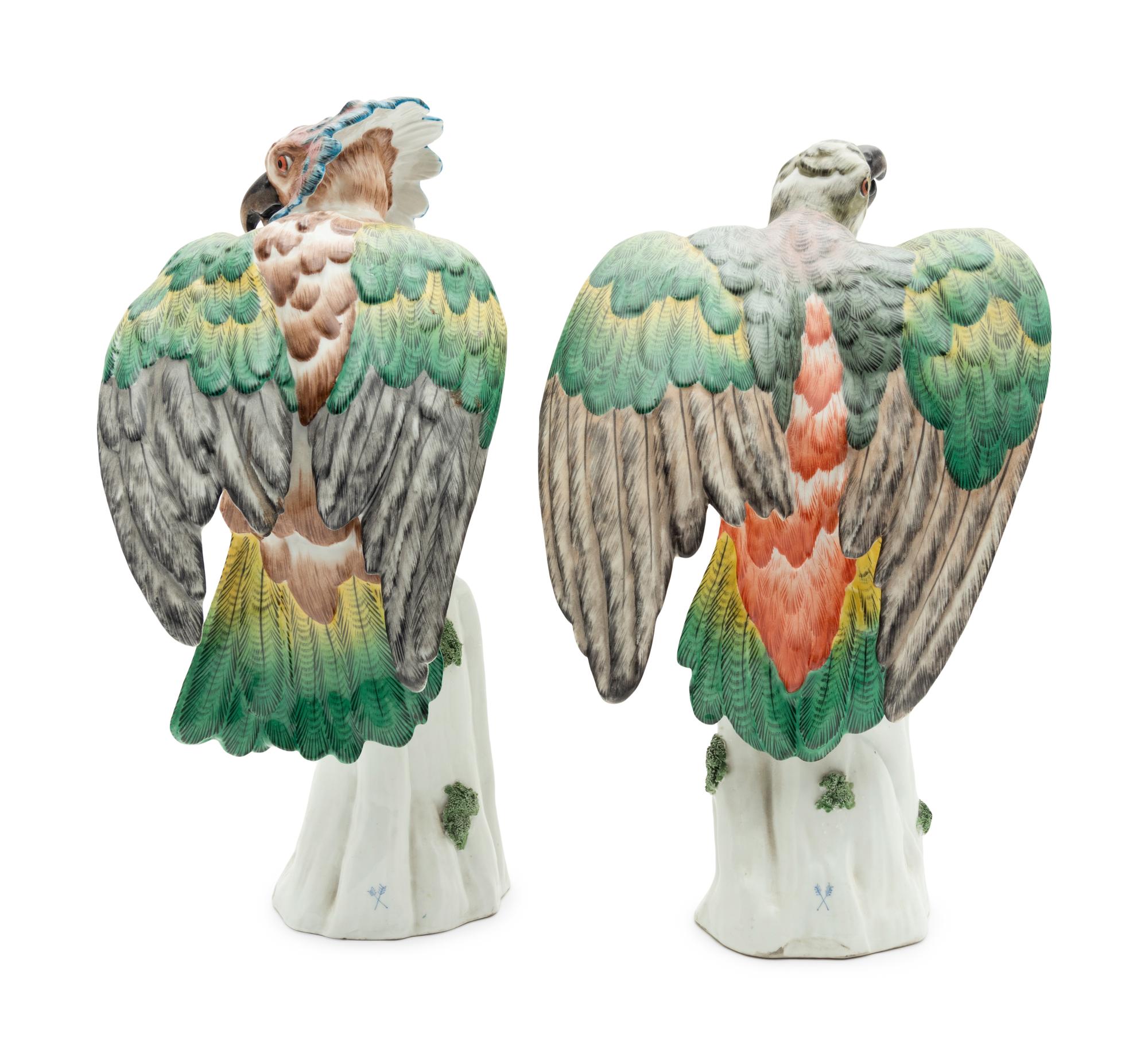 A Pair of French Porcelain Bird Ornaments