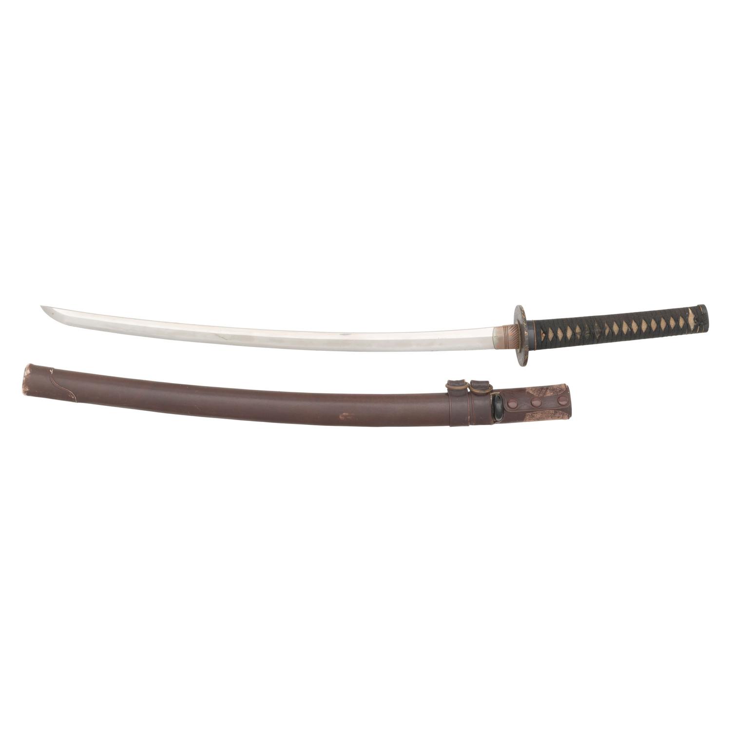 Shin Shinto Wakizashi with Martial Leather Wrapped Scabbard