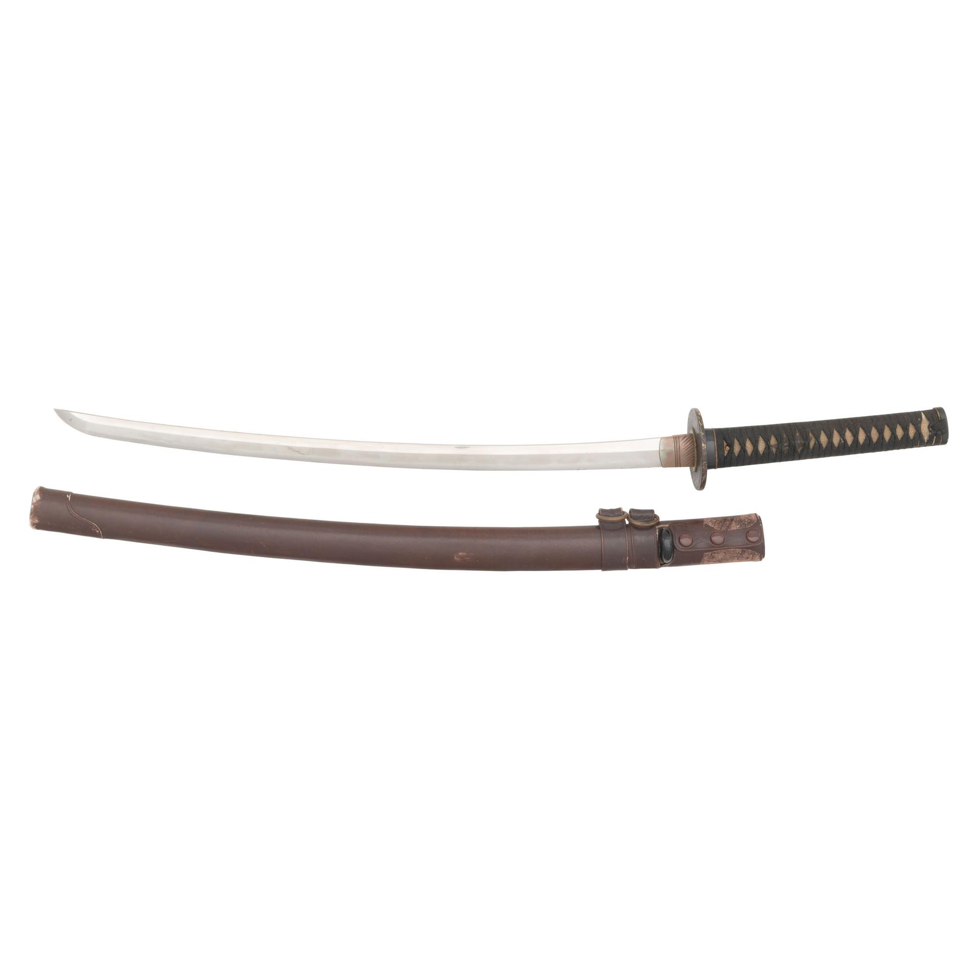 Shin Shinto Wakizashi with Martial Leather Wrapped Scabbard