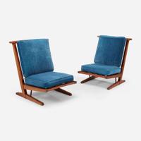 George Nakashima Pair of "Conoid" Cushion Chairs, New Hope, Pennsylvania, 1976