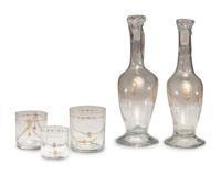 A Continental Gilt-Decorated Blown Glass Beverage Set