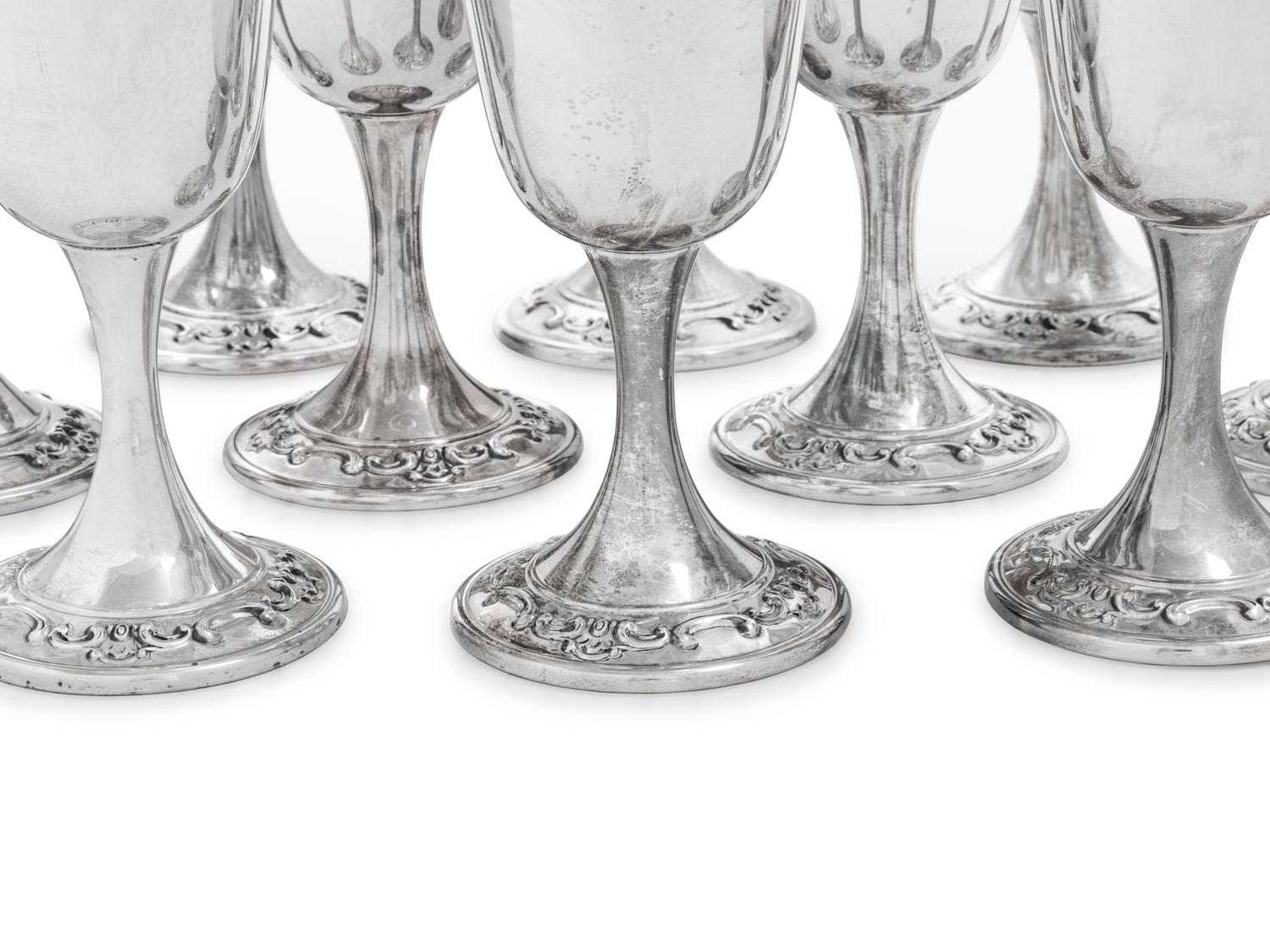 A Set of Twelve American Silver Goblets