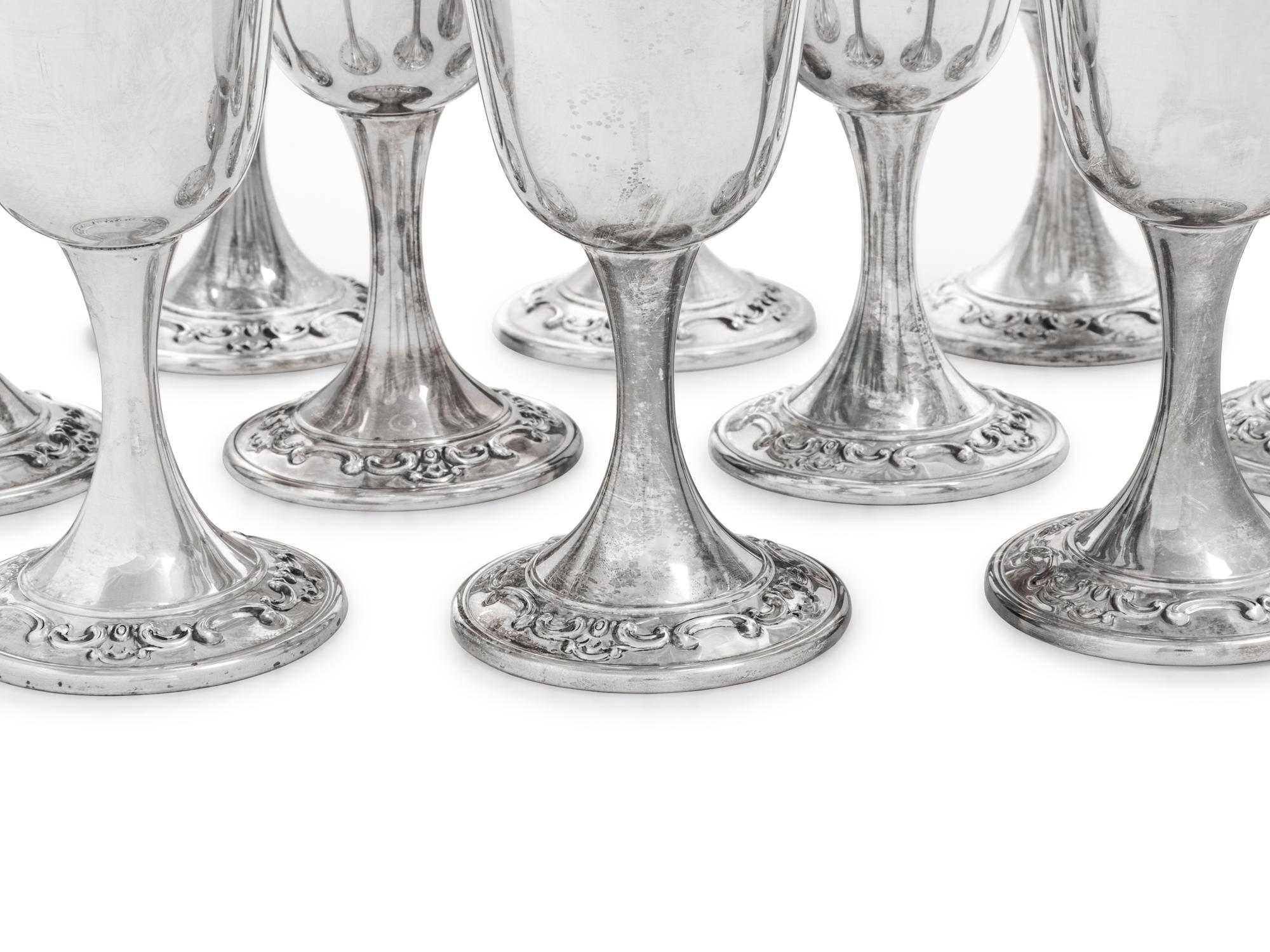 A Set of Twelve American Silver Goblets