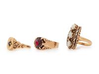 A Collection of Yellow Gold and Gemstone Rings,