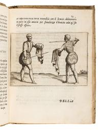 GRASSI, Giacomo di. Ragione di Adoprar sicuramente l'arme si da offesa, come da difesa, con un Trattato dell'inganno et con un modo di essercitarsi da se stesso, per acquistare forza, giudicio et prestezza . Venice: Giordano Ziletti, 1570.